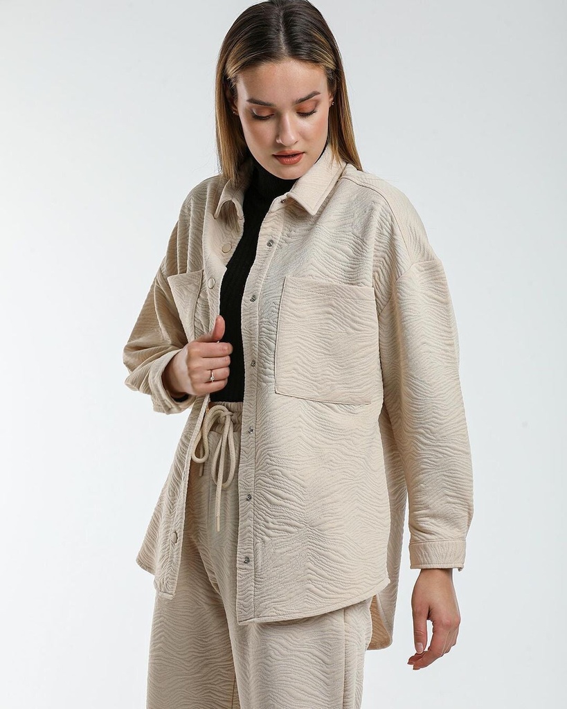 Women's Casual Pajama Beige Two Pieces